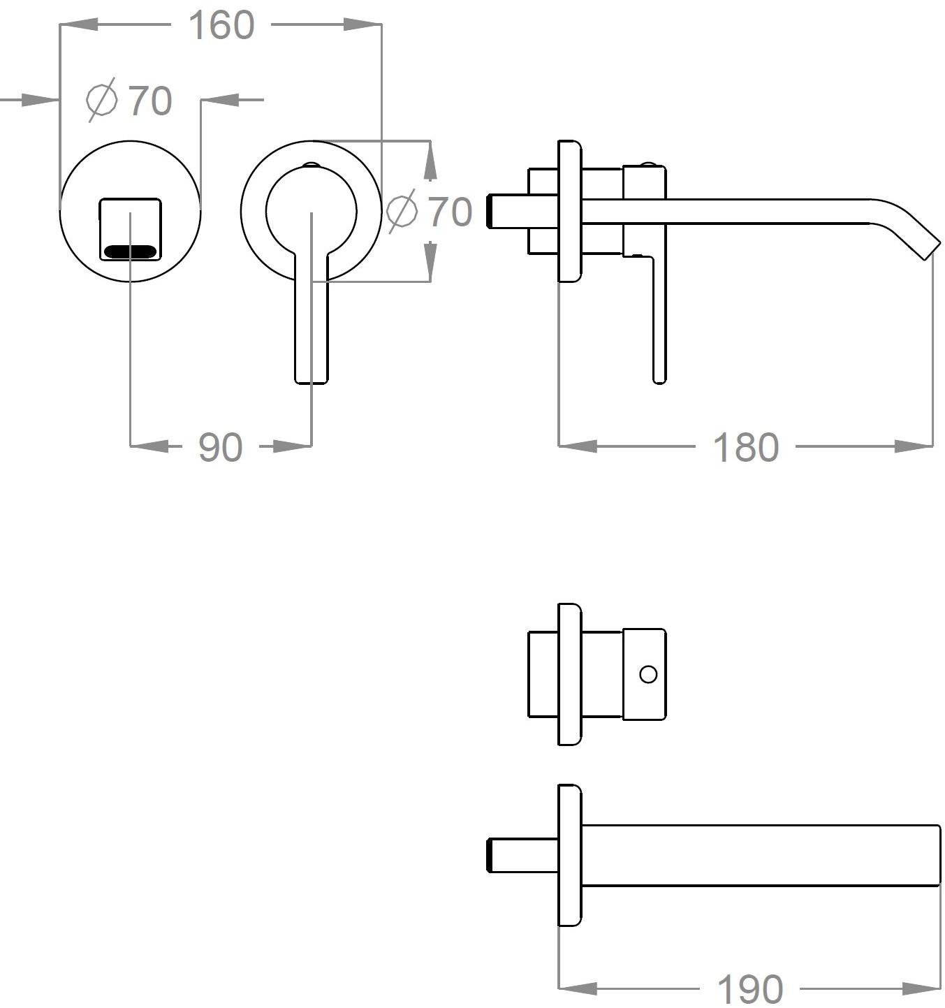 Fir Italia Смеситель для умывальника настенный из латуни Sweet 46 4618108 - Вид №1