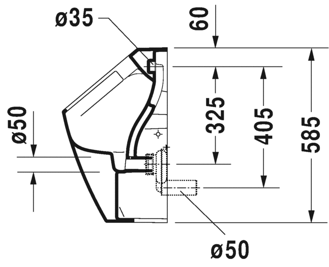 2809300007 Настенный писсуар, уринал с мушкой Duravit ME BY STARCK - Вид №3
