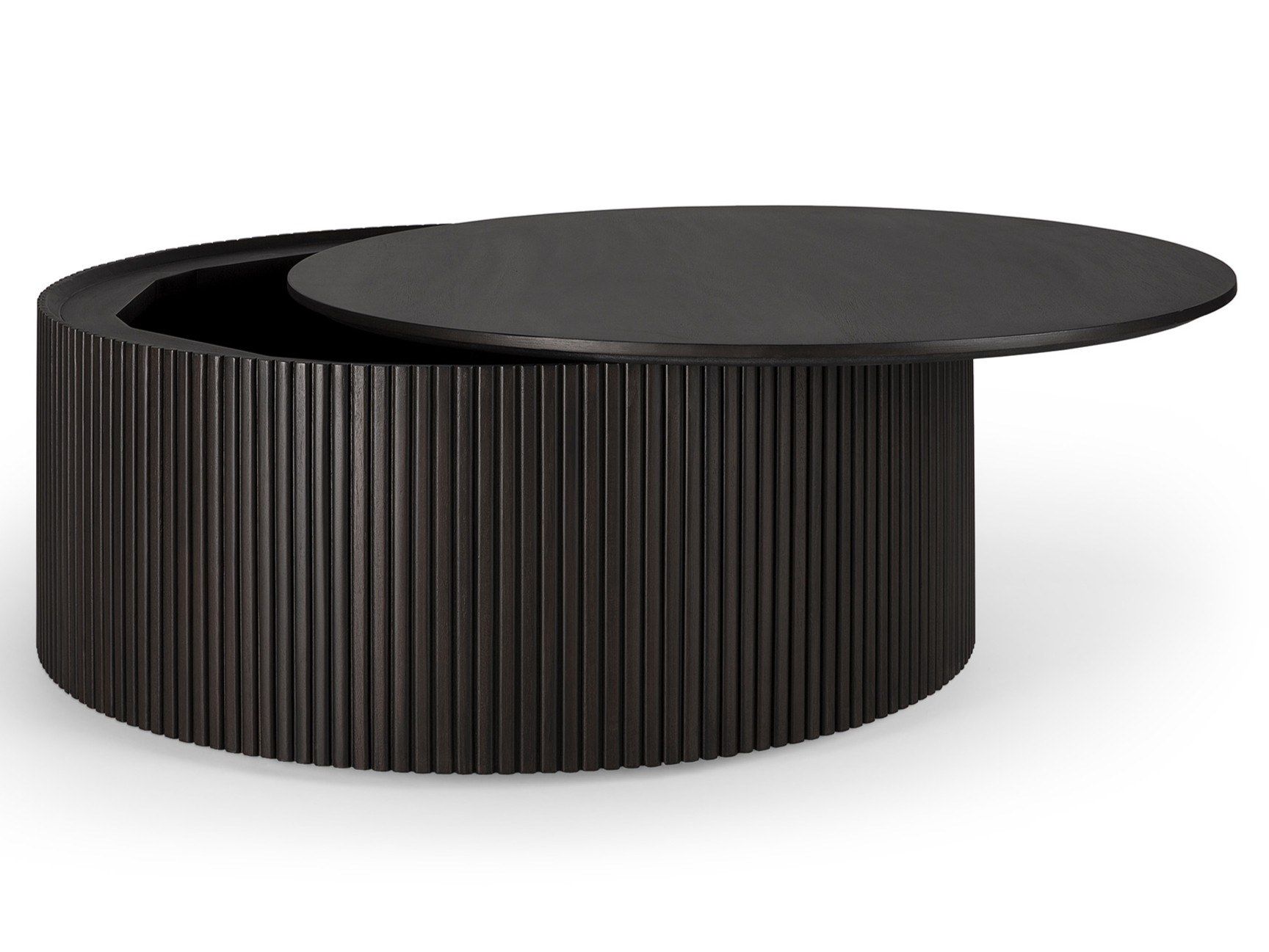 Низкий круглый журнальный столик из красного дерева с отсеком для хранения Ethnicraft Roller Max ARCH-00043322