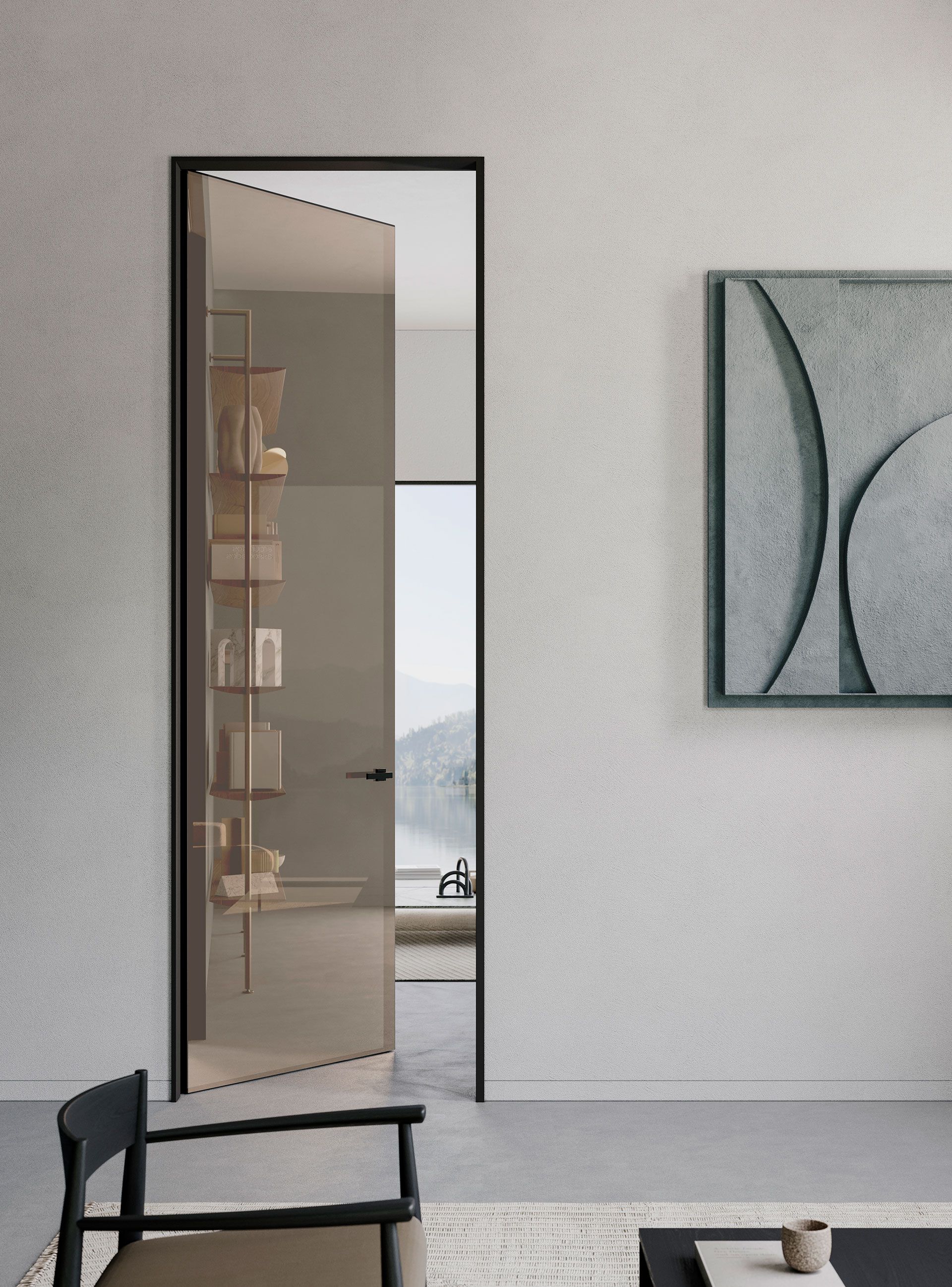 Алюминиевая и стеклянная распашная дверь с выдвижными петлями Lualdi двери ARCH-00112123 - Вид №5