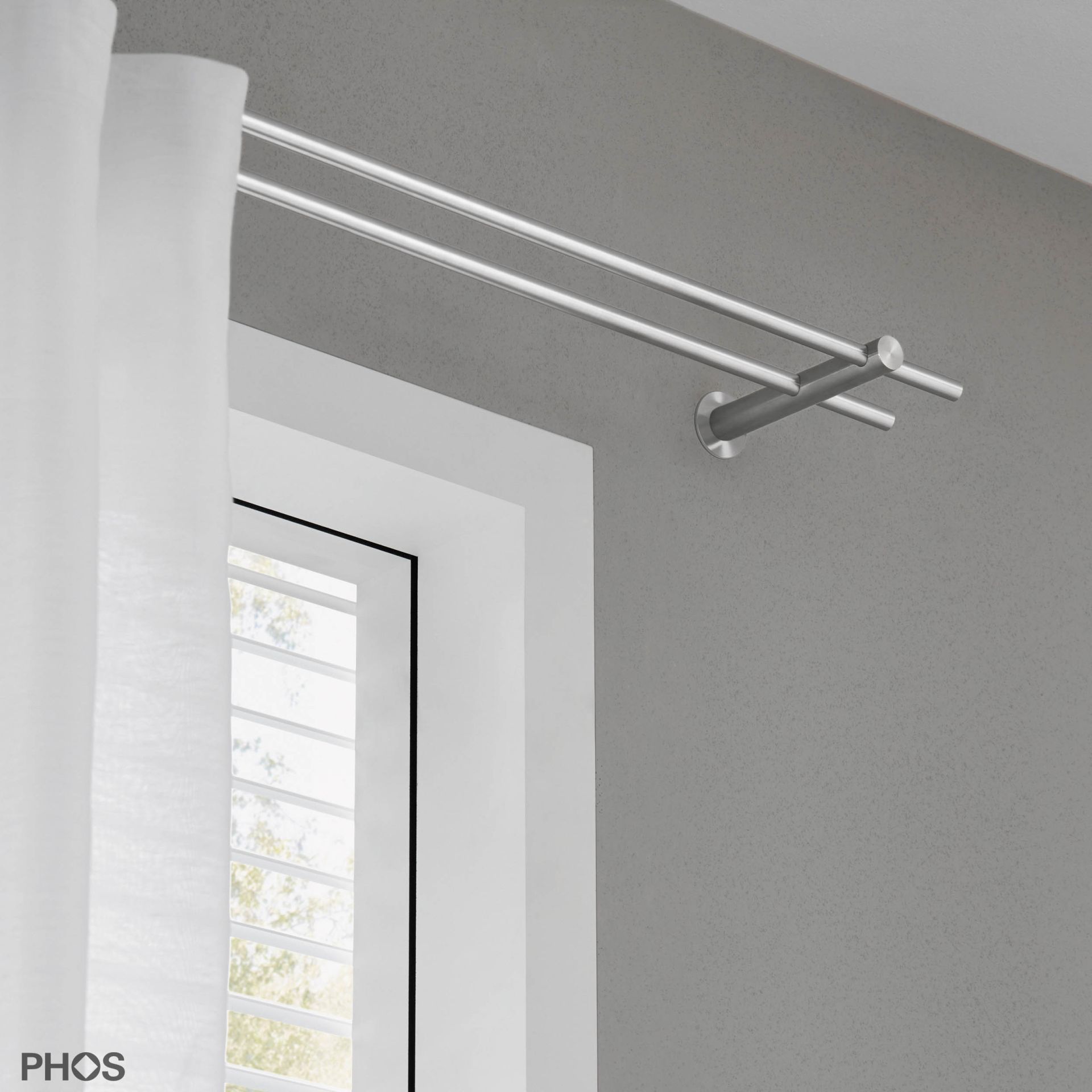 VS20-140D1400 Комплект карниза: двуствольный 140 см с 2 кронштейнами PHOS  - Вид №1