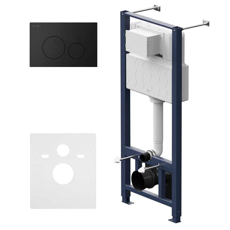 I012704.9038 инсталляция для подвесного унитаза с пневматич клавишей L пластик чёрн мат AM.PM Pro