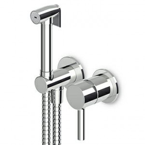 ZP6417 - R99815 Гидравлическая щетка для унитаза / биде со встроенным однорычажным смесителем, запорным ручным душем из латуни, дуплексной вешалкой для душа и гибким шлангом 1200 мм. Zucchetti Articoli vari