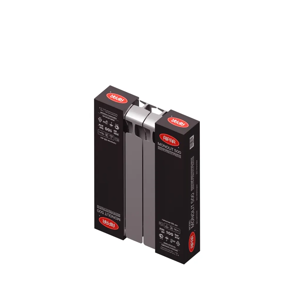 Радиатор секционный Rifar Monolit M50004RAL7012 500/100 4 секции боковое подключение биметалл серый 82560805 STLM-2027753 - Вид №5