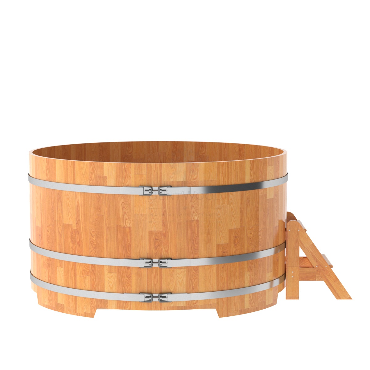 1555 Купель круглая из сращенных ламелей лиственницы d=1,80х1,0 натуральная Alyarus  - Вид №2