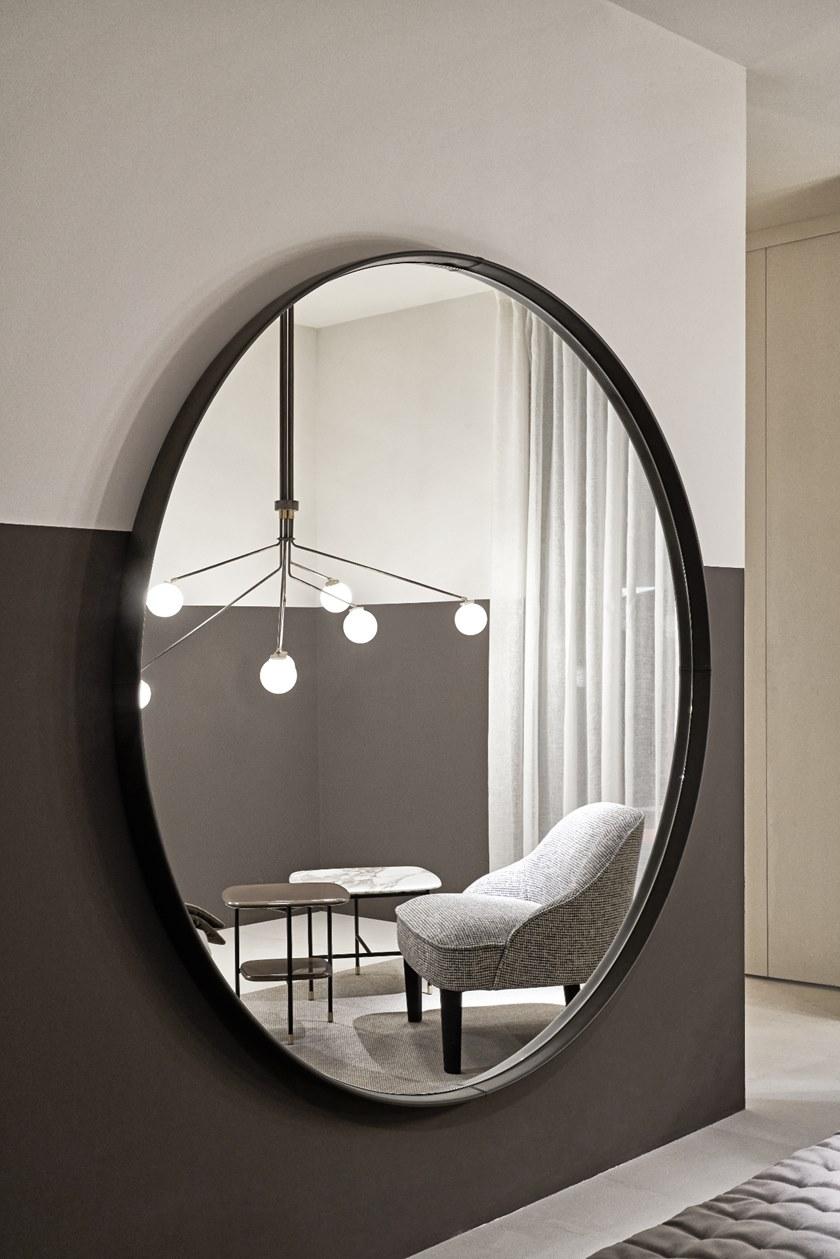 Meridiani Круглое настенное зеркало из кожи sun-id-1419793 - Вид №2