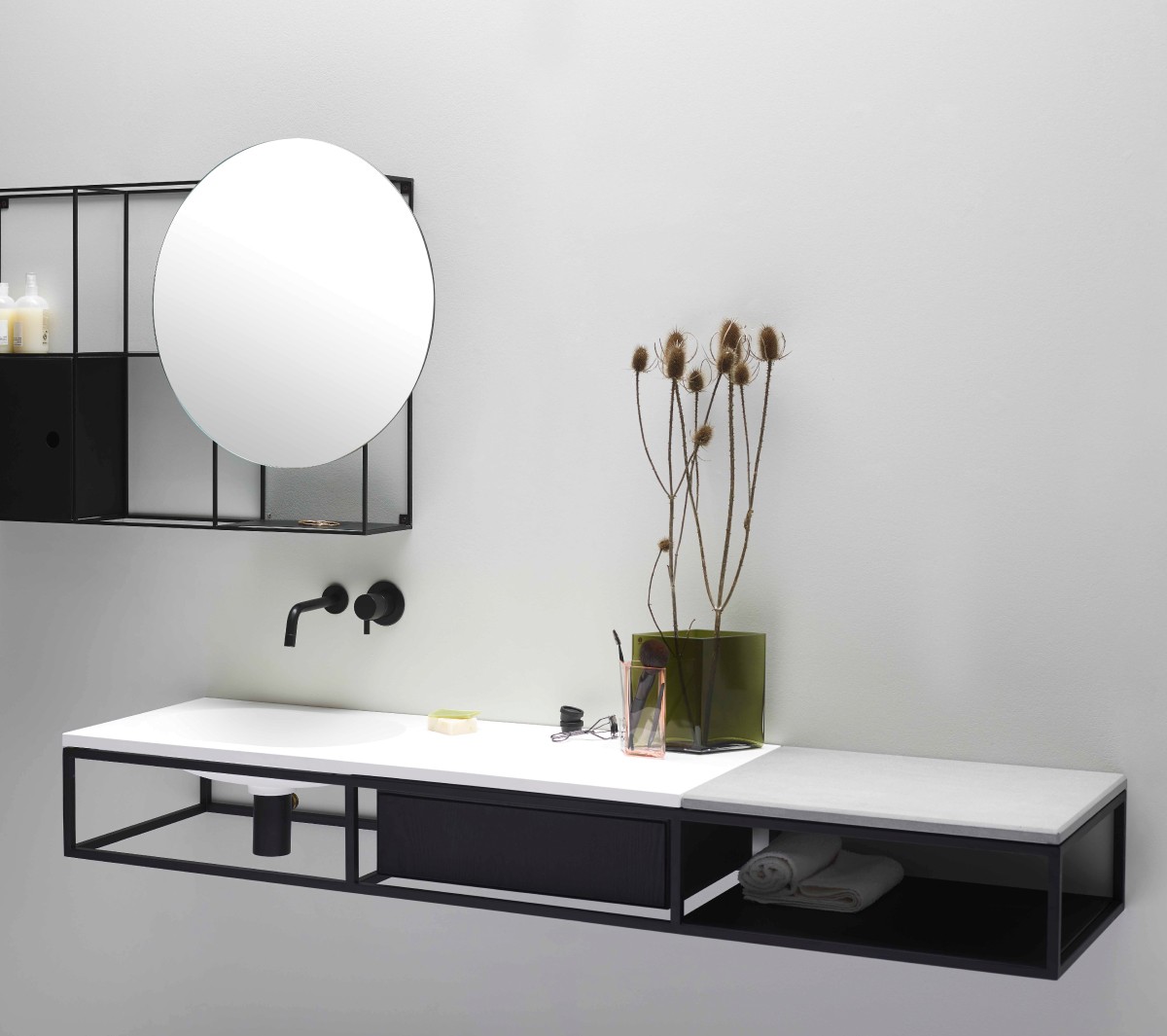 Ex.T Frame Умывальник с решеткой, ящиком, подносом и мраморной тарелкой comp-comp-gl2c - Вид №9