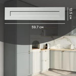 KONSENSA Фасад для кухонного ящика Кинель 59.7×12.5 см, массив ясеня серо-зеленый 89398694