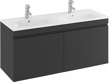 42393 IFO Renova Плоская тумба для умывальника с двумя выдвижными ящиками и двумя внутренними ящиками, Ш = 1290 мм, Ш1 = 1300 мм, темно-серый  - Вид №5