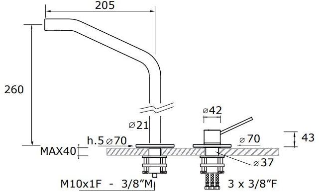MINA Смеситель для раковины на три отверстия Corsivo 11817 - Вид №3