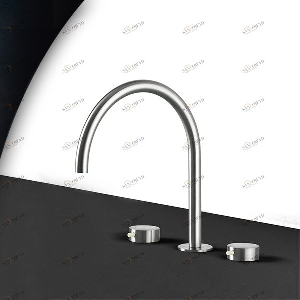 Смеситель для раковины сталь матовая с серой ручкой Toki Radomonte TKI25SCIL39