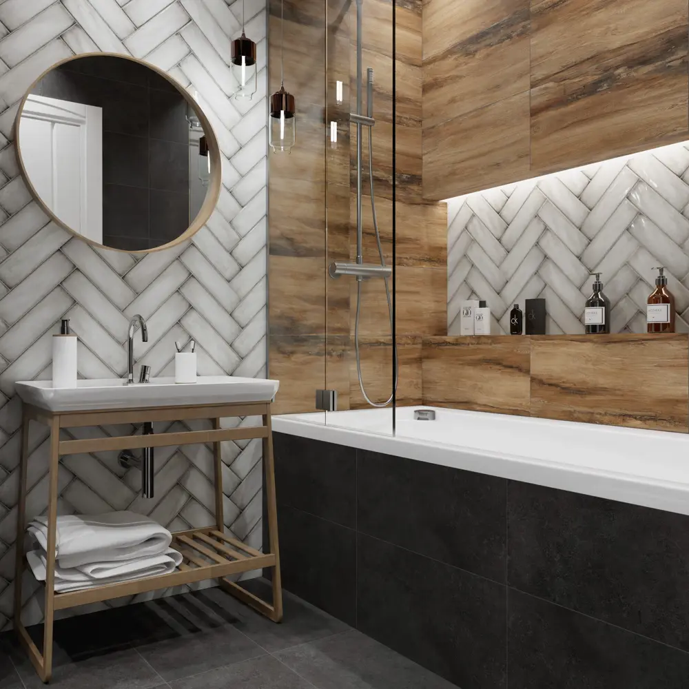 Керамин Хейз: настенная плитка светло-серого оттенка для элегантного интерьера 89364777 STLM-0947571 - Вид №4