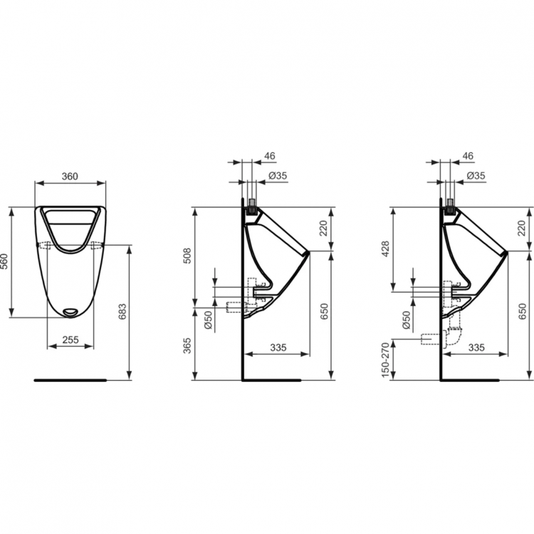 K553901 Писсуар Ideal Standard ECCO-EUROVIT  - Вид №1