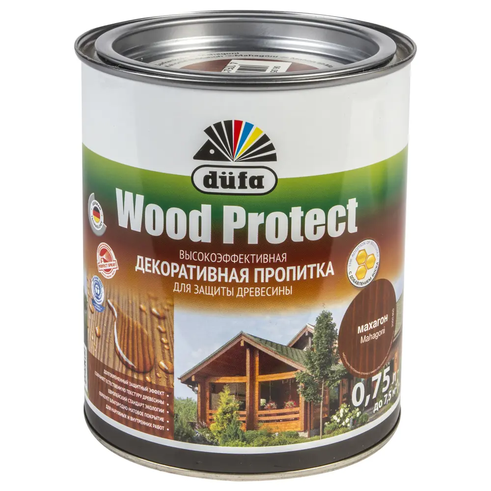 Антисептик Wood Protect цвет махагон 0.75 л 14724384 STLM-2111364 Dufa  - Вид №1