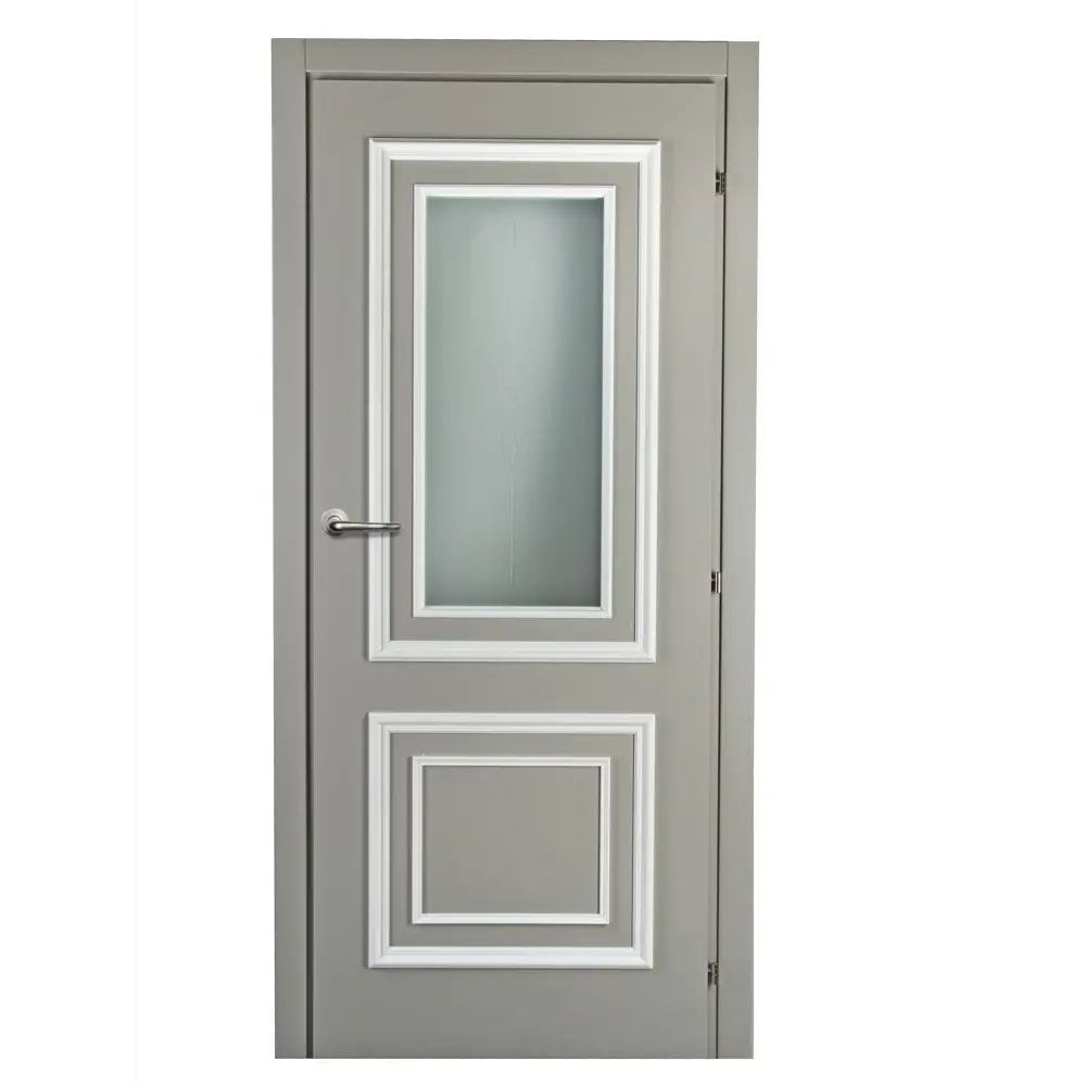 Дверь межкомнатная остекленная Треви дек.сер.жемчуг 2000x800 мм с фурнитурой МАРИО РИОЛИ STLM-2080580