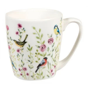 Кружка фарфоровая 300 мл белый "Птицы с розовыми цветами" CHURCHILL ПТИЦЫ 00-3951704 Белый