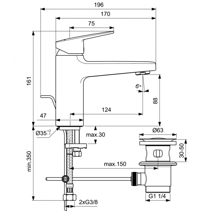 BD227AA Смеситель для раковины Ideal Standard CERAPLAN  - Вид №7