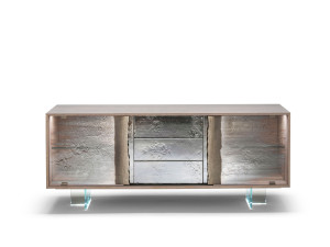 Шкаф из дерева и стекла с ящиками