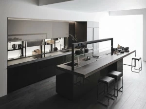 VALCUCINE Стеклянная кухня в современном стиле с островом без ручек Genius loci