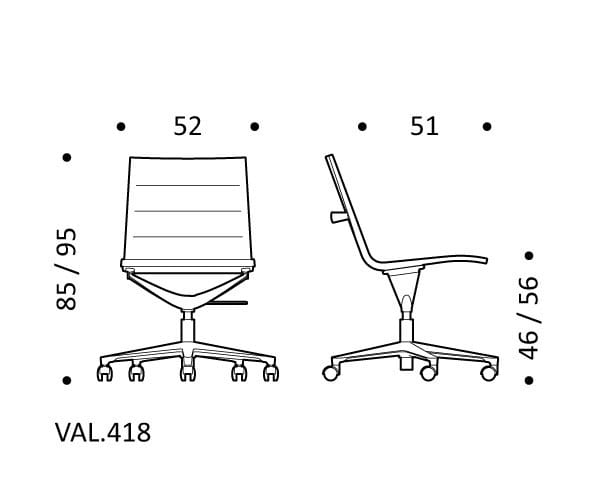 5-спицевое вращающееся офисное кресло с тканевыми колесами ICF Valea ARCH-00111459 - Вид №4