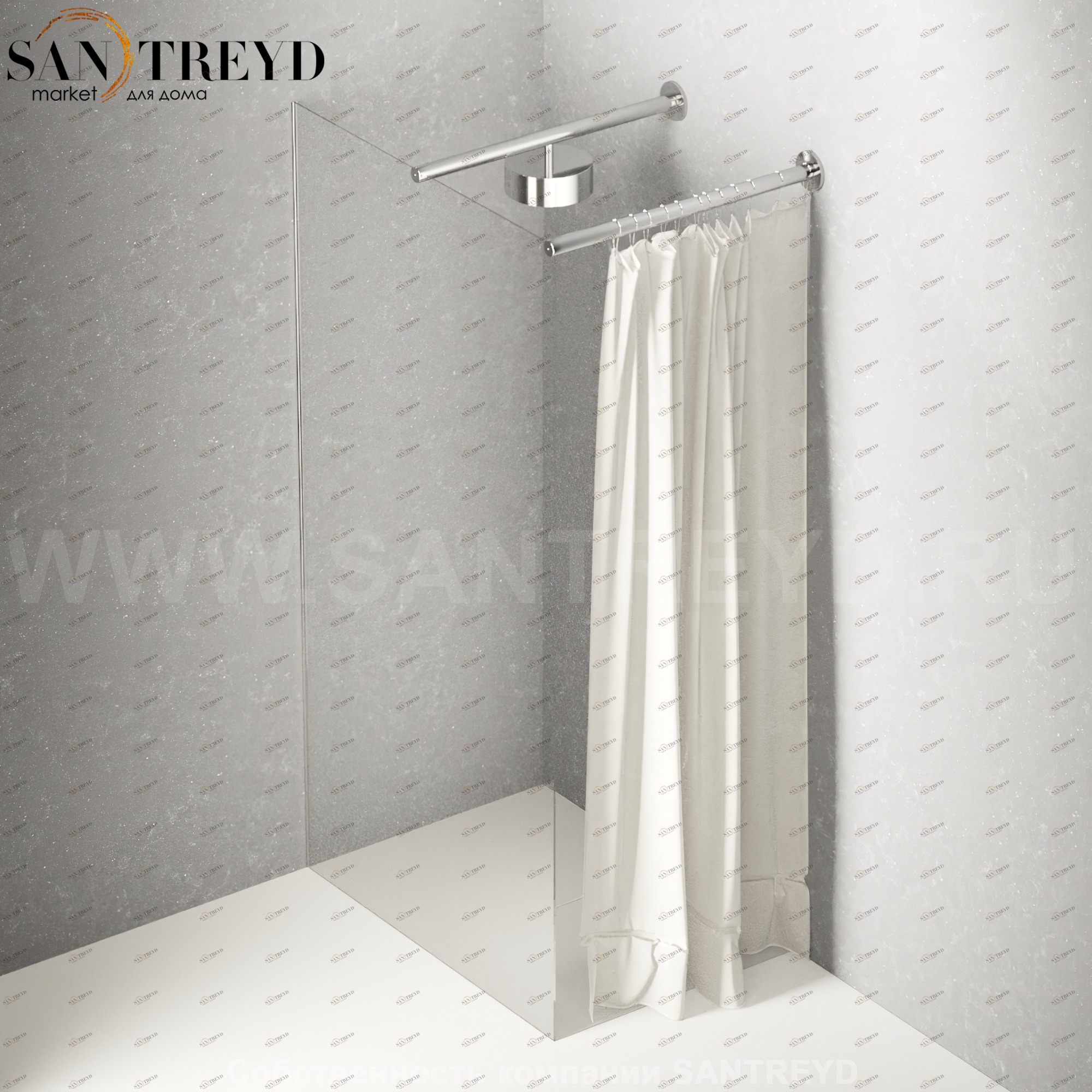 Душевое ограждение FLAT DX подрезаемое, стеклянная со шторкой экстрапрозрачная перегородка с держателем со встроенным соплом для установки верхнего душа. Размеры: глубина от 70 до 100, длина от 70 до 140 см Agape DXC47010070140SE