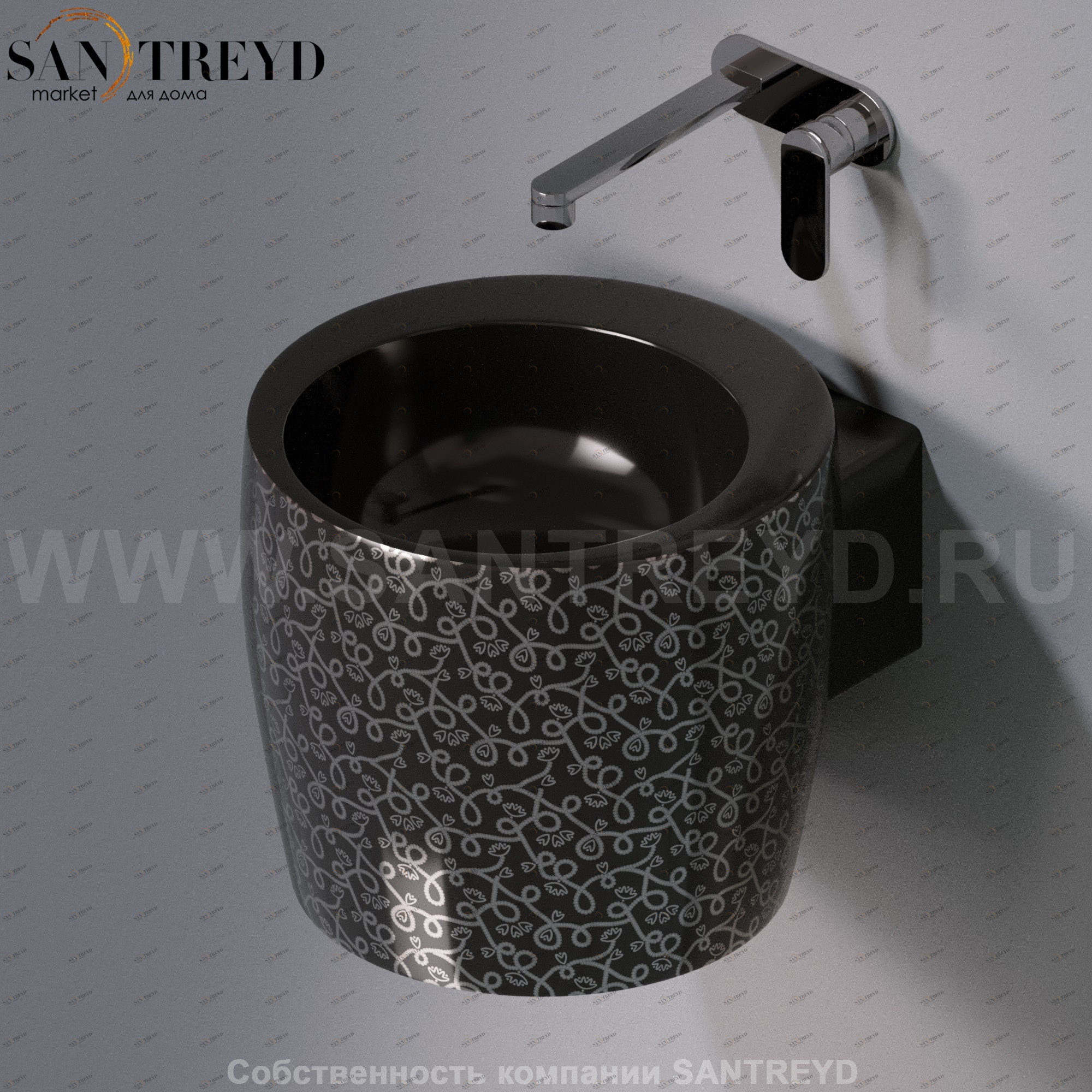 L102T0R0V1.401P Подвесная раковина настенная круглая A. e T. Italia SPOT черная AeT ITALIA TOTEM