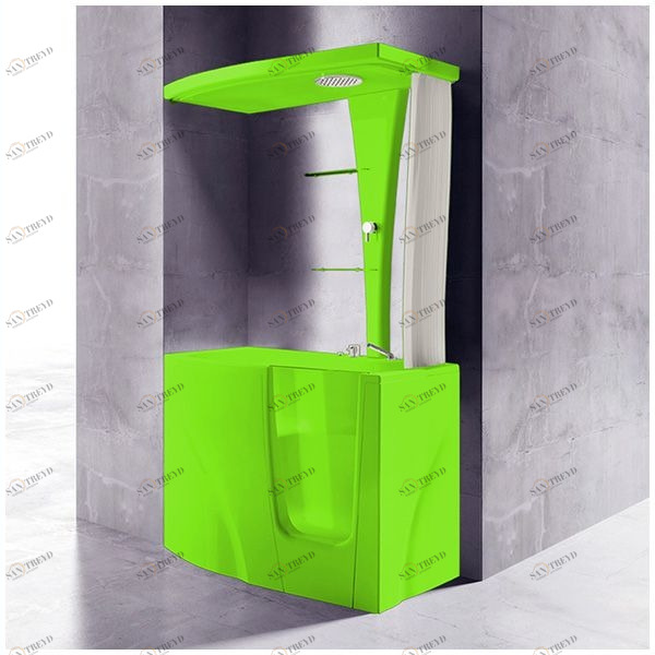 Ванна с кабиной GRUPPO TREESSE GEN-Y TOP STD-V3417|B3411-LX салатовая угловая сидячая с дверью левосторонняя STDV3417B3411LXS