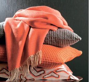 KATM_OR плед оранжевый 130/170 шерсть меринос, 240 г/м2 Blanc des Vosges