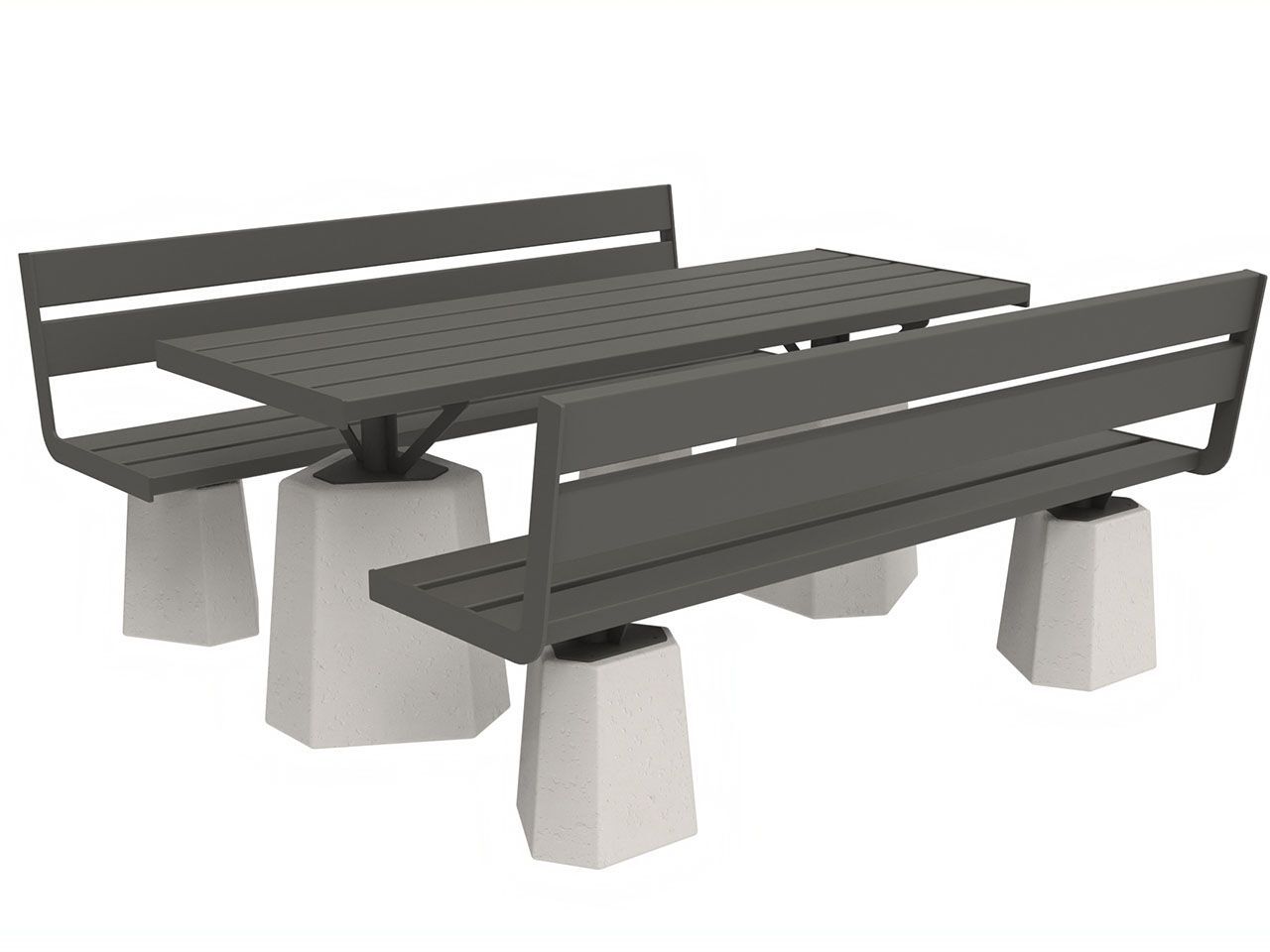 Стол для пикника из металла и бетона со встроенными скамейками Lazzari Stone ARCH-00036666 - Вид №5