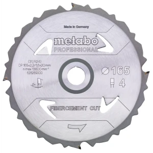 Диск циркулярный по ДСП Metabo Fibercement, 628289000, 165x20 мм