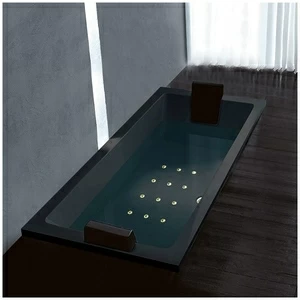 Ванна Gruppo treesse Quadra 180 V078C-DX-CZ чёрная с золотой фурнитурой и аэромассажем прямоугольная встроенная правая