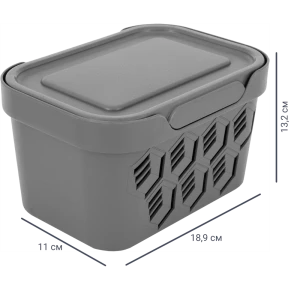 Ящик Deluxe с крышкой 18.9x13.2x11 см полипропилен цвет серый