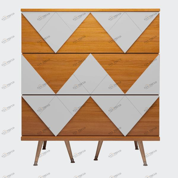 Комод с деревянными ножками и 3 ящиками белый Lady Woo WOODI  00-3965960 Бежевый;дуб сонома;белый 