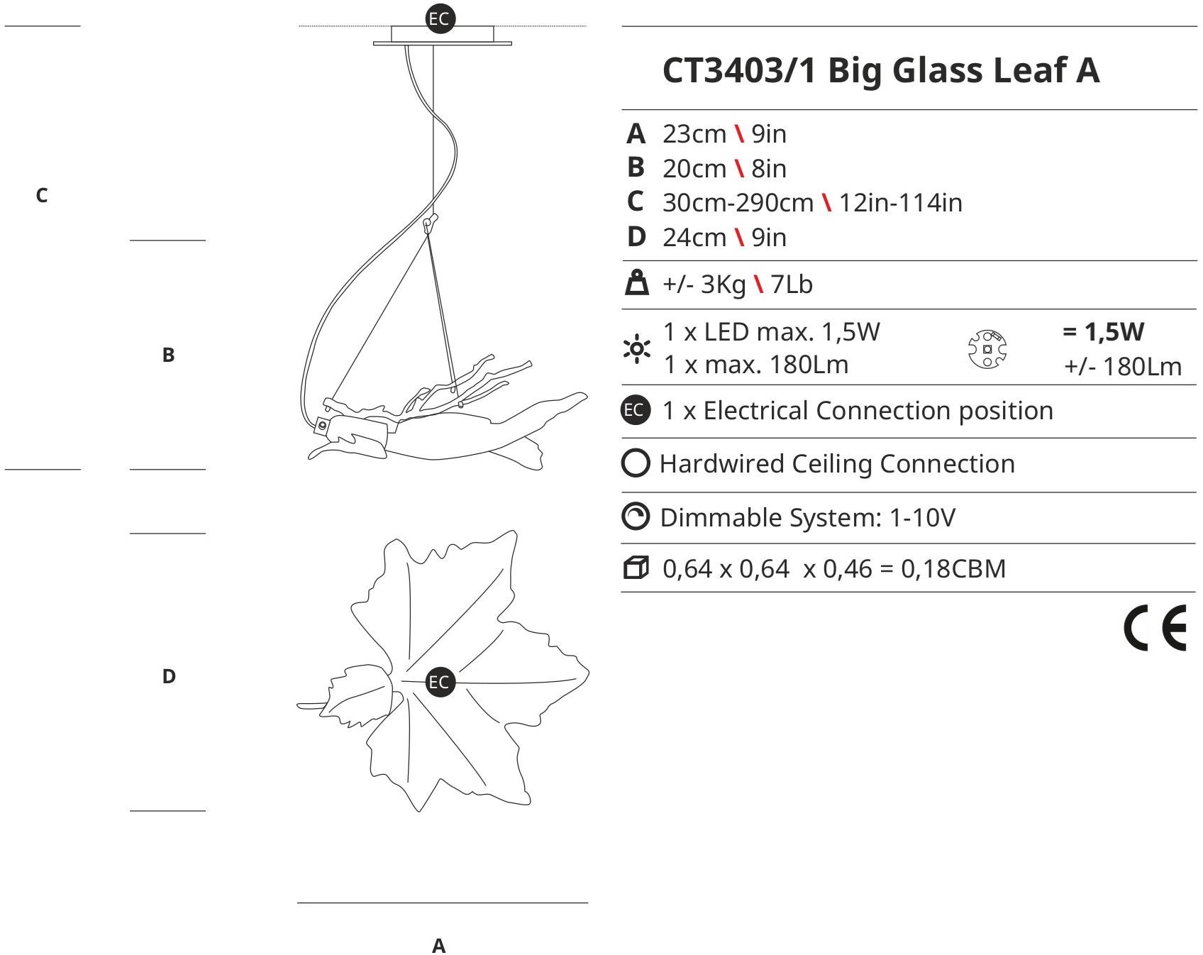 Serip Светодиодный подвесной светильник из муранского стекла Folio Ct3403/1 - Вид №1