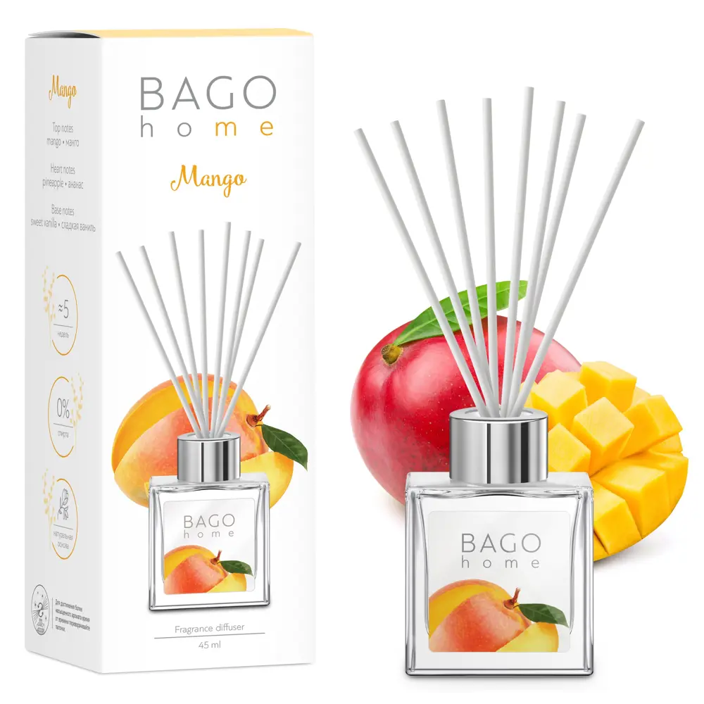 Аромадиффузор Bago home «Манго» с натуральным составом 45 мл 82206239 STLM-0021944