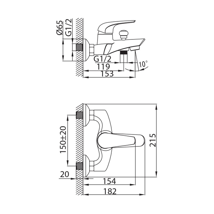 BA23209CK MI Milardo Baffin Смеситель для ванны с коротким изливом Baffin Россия  - Вид №8