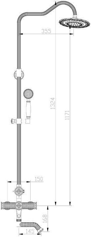 Душевая стойка ZorG Antic A 403DS-SL, серебро - Вид №1