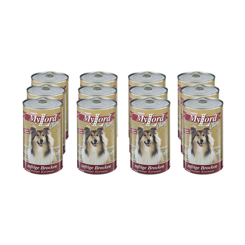 ПР0035369*12 Корм для собак Мой Лорд Классик кусочки в соусе Говядина, печень конс. 1230г (упаковка - 12 шт) Dr. ALDER`s 