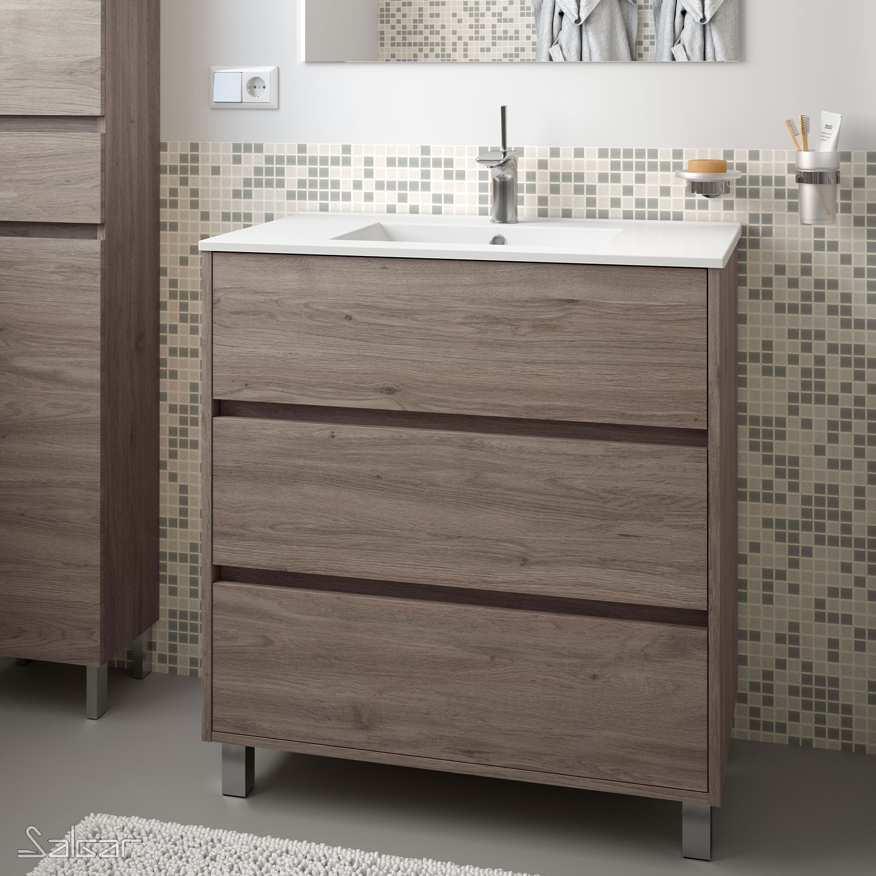 85114 SALGAR Мебель под умывальник ARENYS 800 ETERNITY OAK + Раковина Робл Вечность