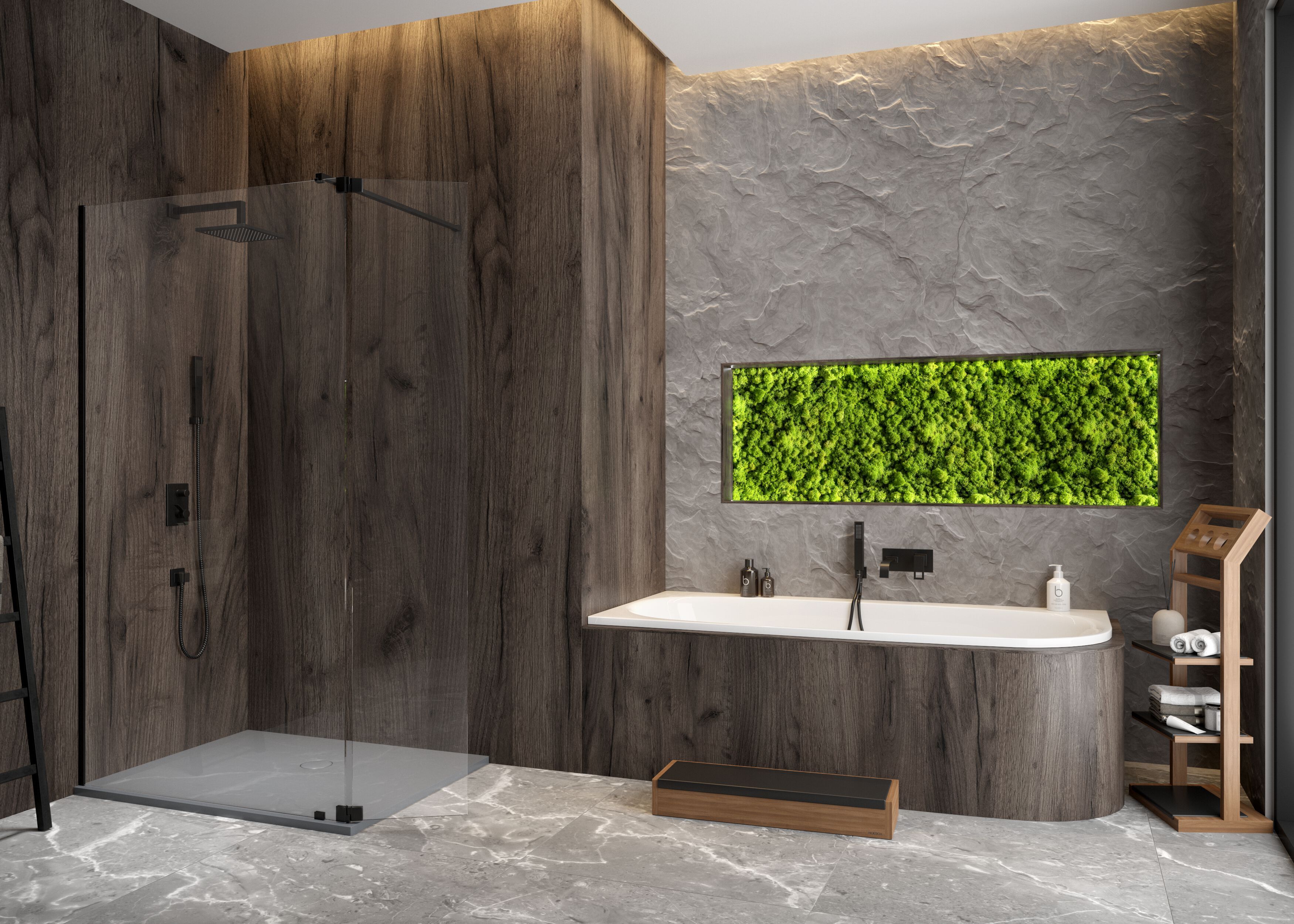 Стеклянная угловая прямоугольная душевая кабина распашная дверь HOESCH LUMIA+ ARCH-00048145 - Вид №1