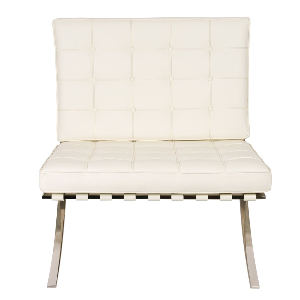 Кресло белое дизайнерское со стежкой Barcelona Style Chair SOHO DESIGN ДИЗАЙНЕРСКИЕ, BARCELONA 131537 Белый  - Вид №1