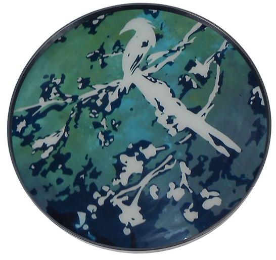 Ethnicraft Круглый поднос из дерева и стекла Ocean blue 20345 - Вид №1