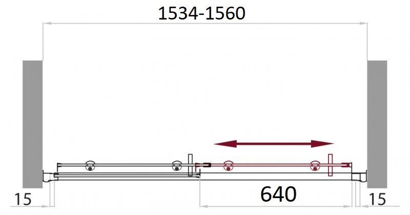 Душевая дверь в нишу BelBagno UNO-BF-1-155-P-Cr - Вид №4