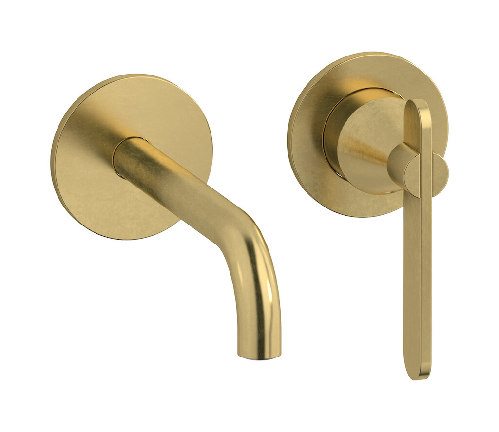 Встроенный в стену смеситель для раковины на 2 отверстия в комплекте с донным клапаном WE ARE IB ol706cc Natural Brass Soho