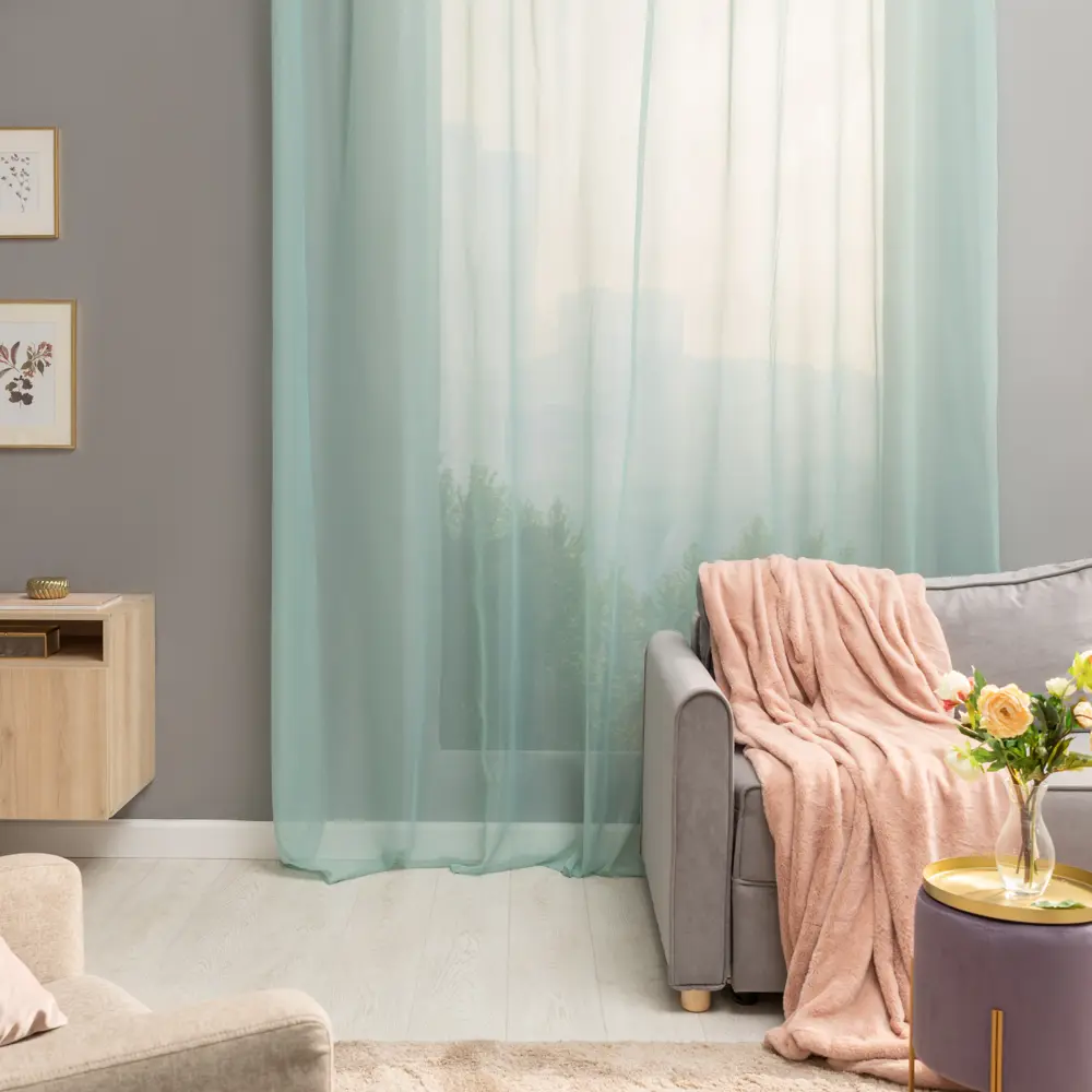 Тюль на ленте Inspire Polyone Laguna 300х280 см цвет бирюзовый 17995622 STLM-2209468 