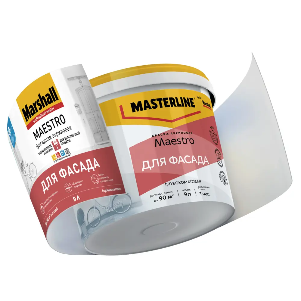 Фасадная краска Masterline Maestro глубокоматовая цвет белый база BW 4.5 л 89459916 STLM-2144357 Santreyd  - Вид №2