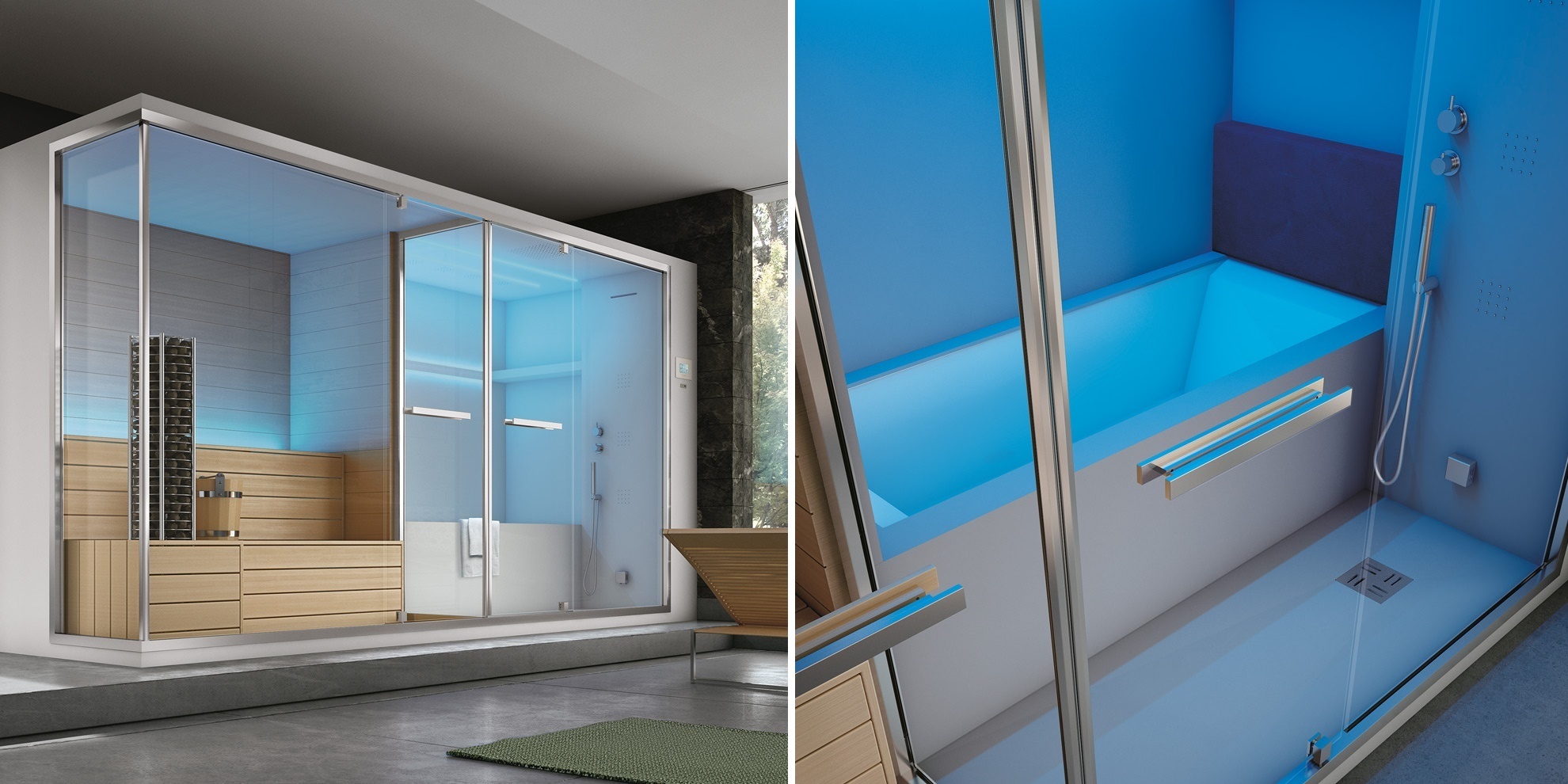 Спа: Ванна Сауна Хамам Душ 355 УГЛОВАЯ OLIMPO Gruppo Geromin SSAOL9A2DA - Вид №2