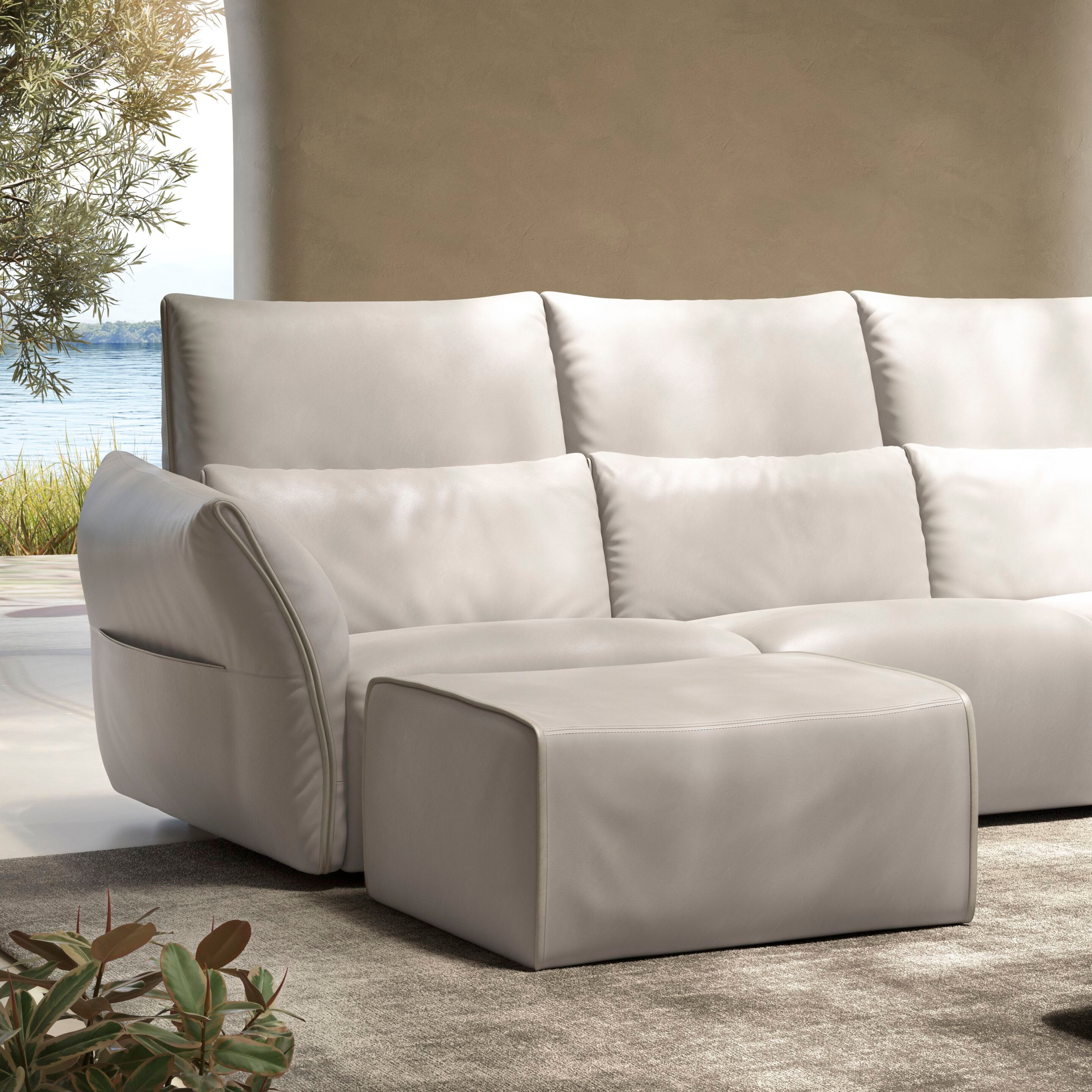 3-местный кожаный диван для ног Natuzzi Italia Wellbe ARCH-00099274 - Вид №2