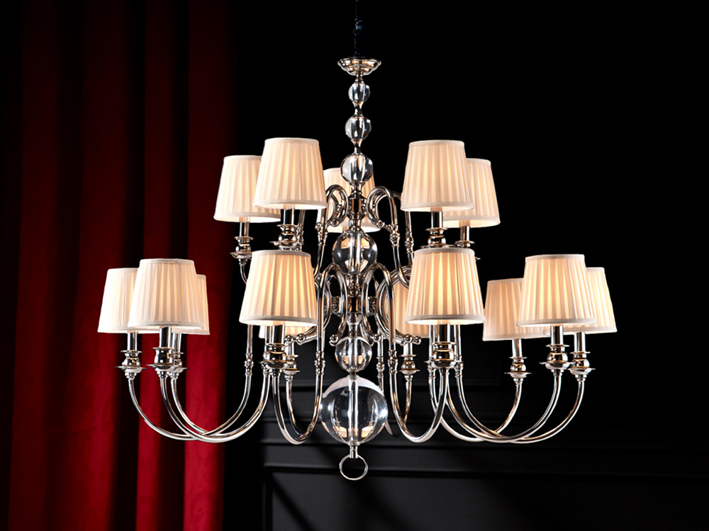 Люстра Holandesa от Schuller прозрачная/стальной/кремовая 682150 SCHULLER ДИЗАЙНЕРСКИЕ, ДВУХЪЯРУСНЫЕ 247017 Прозрачный;стальной;кремовый  - Вид №1