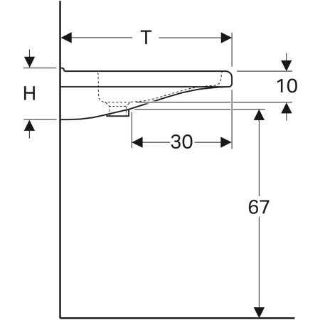 128576000 Раковина Geberit Renova Comfort Square, безбарьерная Geberit  - Вид №4